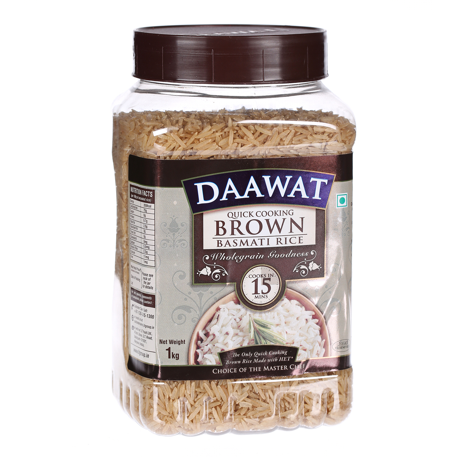 Daawat Basmati Rice Quick Cooking Brown 1 Kg