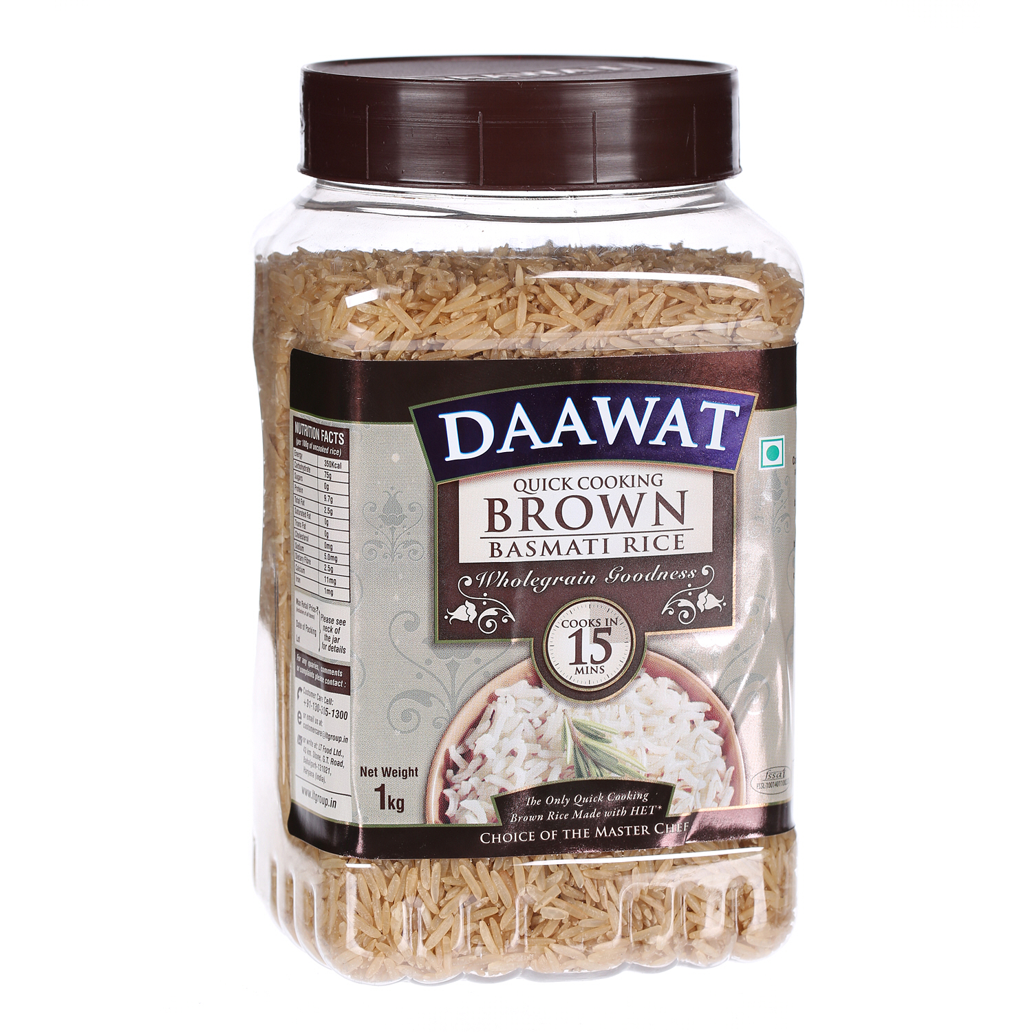 Daawat Basmati Rice Quick Cooking Brown 1Kg