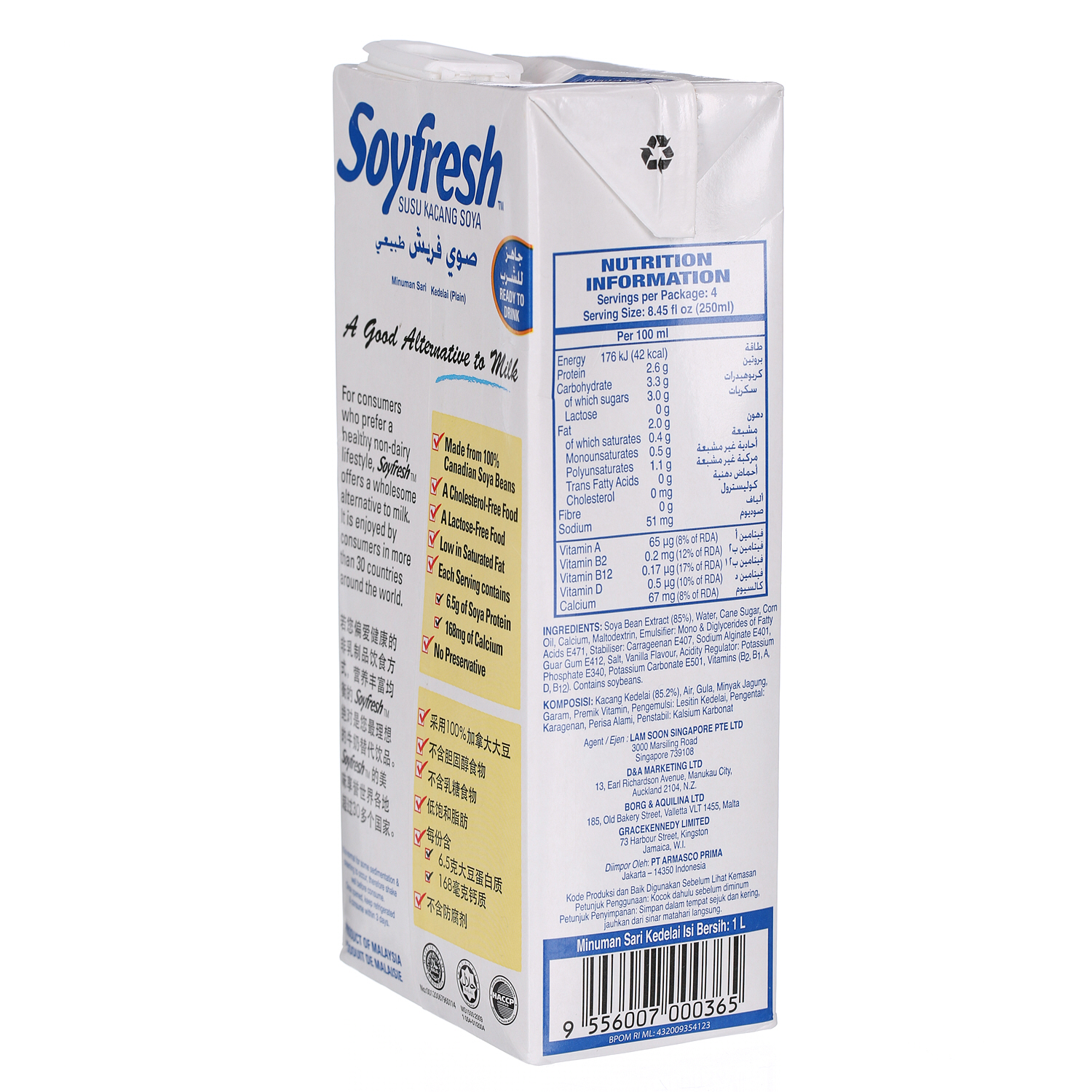 Soyfresh Soya Milk Natural 1Ltr