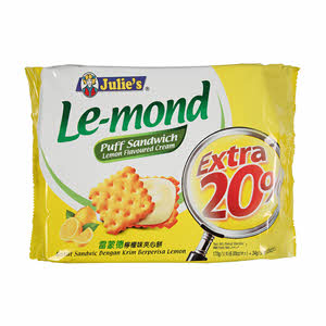 Julie's Le-Mond Puff Lemon Flavored Cream Sandwich Biscuit - 170 g