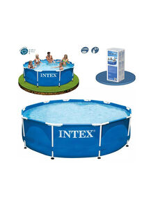 INTEX Portable Foldable Lightweight Durable Backyard Prism Frame Round Swimming Pool 305x76cm