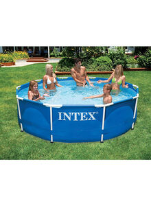 INTEX Portable Foldable Lightweight Durable Backyard Prism Frame Round Swimming Pool 305x76cm