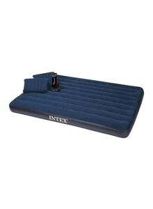 INTEX Classic Downy Airbed With Hand Pump And Pillow Blue 203.2 x 152.4cm