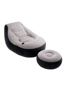 INTEX Ultra Vinyl Chair and Ottoman Grey/Black