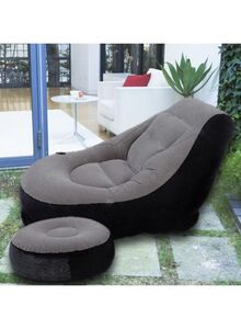 INTEX Ultra Vinyl Chair and Ottoman Grey/Black