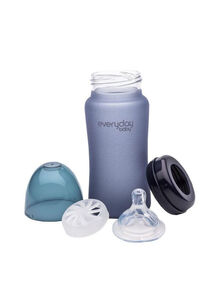 Glass Heat Sensing Baby Bottle - 240ml, Blueberry