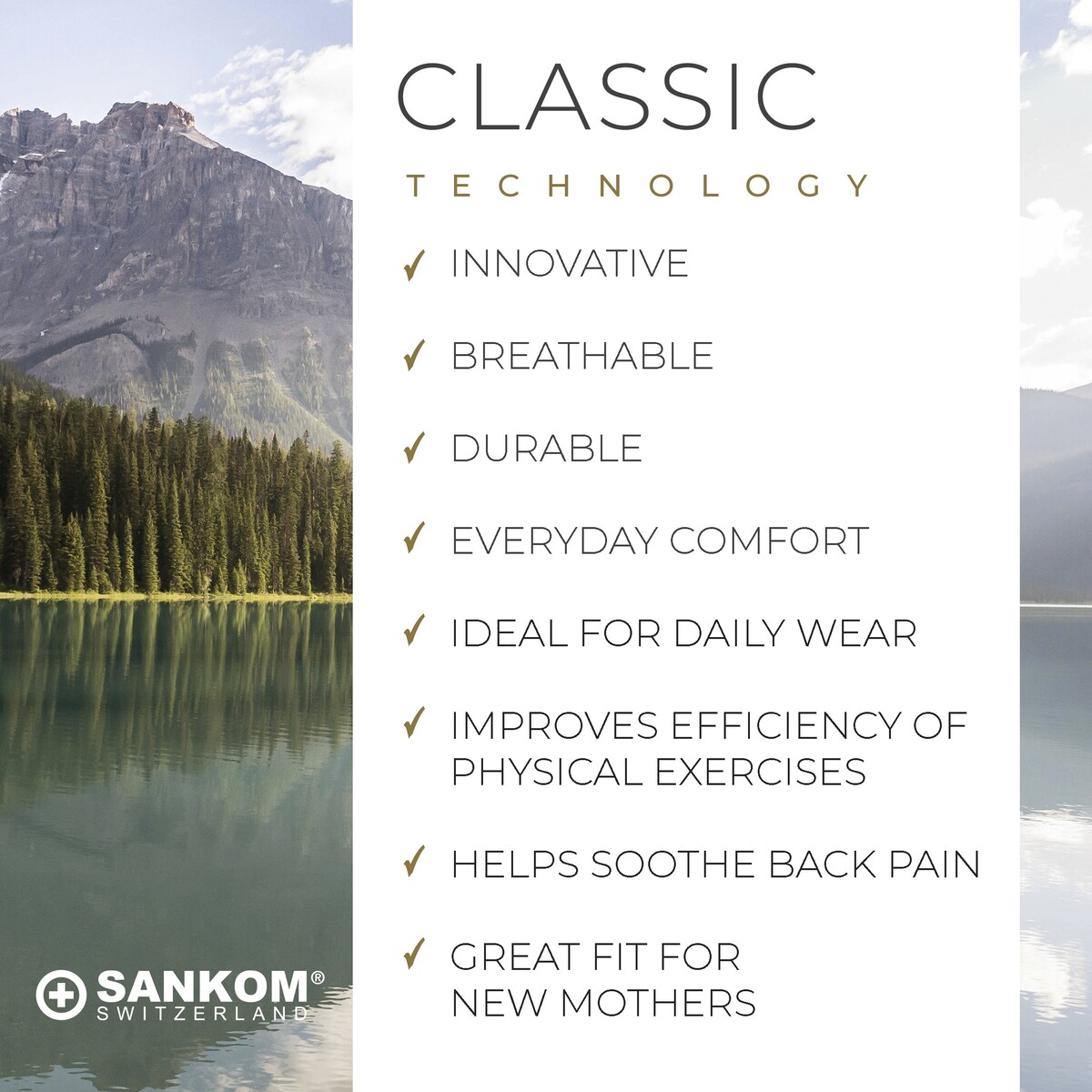 Sankom - Patent Classic Bra For Back Support, Black S/M