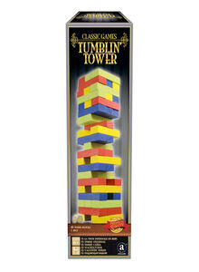 Merchant Ambassador 49-Piece Classic Wood Tumblin Tower Set With Stylish Gold Foil Embossed Packaging ‎21.84x69.6x22.35cm