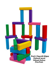 Generic 48-Piece Multicolour Non Toxic Smooth Edges Wooden Building Block Toy Game Set 7.5x2.5x1.5cm