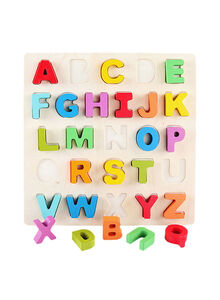 Candywood 26-Piece Wooden Alphabetical Early Education Learning Game Toy Set For Kids 30.48x30.48x2.54cm