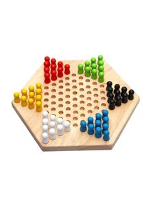 Beauenty Chinese Board Game Wooden Hexagon Checkers Educational Desk