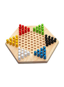 Unique Chinese Wooden Hexagon Checkers Board Game