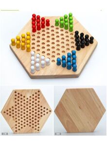 Unique Chinese Wooden Hexagon Checkers Board Game