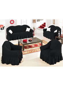 Fabienne 4-Piece Sofa Cover Set Seven Seater Black