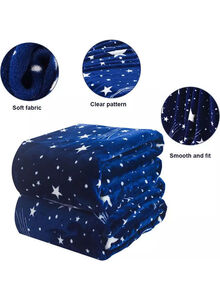 Fabienne Silky Soft Stars Printed Single Blanket Microfiber Blue/White 150x200cm