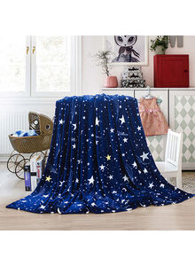 Fabienne Beautiful Stars Design Soft Fluffier Blanket Microfibre King Size Flannel Blue 200x240centimeter