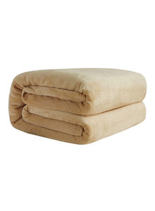 Fabienne Plain Bed Blanket Flannel Beige 160x200centimeter