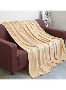 Fabienne Plain Bed Blanket Flannel Beige 160x200centimeter