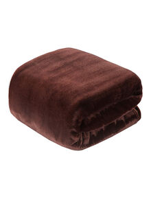 Fabienne Plain Bed Blanket Flannel Brown 160x200centimeter