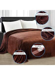 Fabienne Plain Bed Blanket Flannel Brown 160x200centimeter