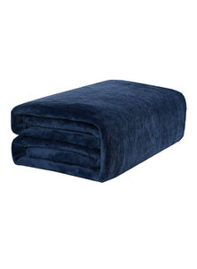 Fabienne Plain Bed Blanket Flannel Navy 160x200centimeter