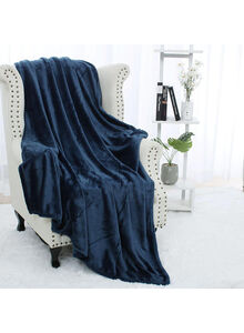 Fabienne Plain Bed Blanket Flannel Navy 160x200centimeter
