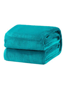 Fabienne Plain Bed Blanket Flannel Turquoise 160x200centimeter
