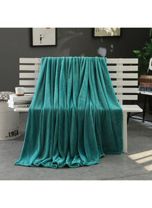 Fabienne Plain Bed Blanket Flannel Turquoise 160x200centimeter