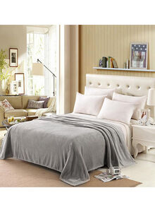 Fabienne Plain Bed Blanket Flannel Grey 160x200centimeter