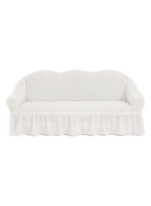 Fabienne 3-Seater Exquisitely Detailed And Beautifully Designed Attractive Bubble Type Pattern Sofa Slipcover White 110 x 210centimeter