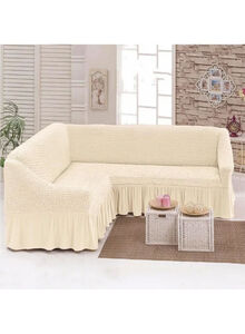 Fabienne Five Seater Stretchable Sofa Cover Cream 2.5 - 4metre