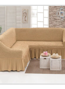 Fabienne Five Seater Stretchable Sofa Cover Light Beige 4meter