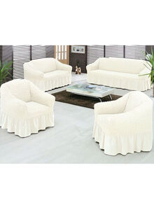 Fabienne 4-Piece Sofa Cover Set White 220x100x100cm