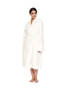 Fabienne Turkish Cotton Bath Robe With Pockets Off White One Size