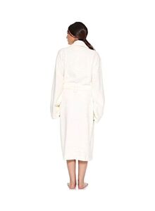 Fabienne Turkish Cotton Bath Robe With Pockets Off White One Size