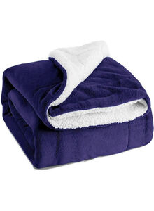 Fabienne Reversible Soft Sherpa Bed Blanket Fleece Azure Purple 220x240cm