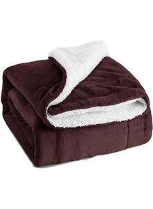 Fabienne Reversible Soft Sherpa Bed Blanket Fleece Dark Brown 220x240cm
