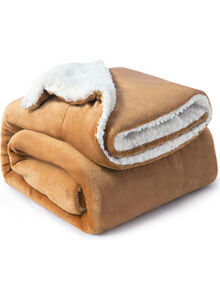 Fabienne Reversible Soft Sherpa Bed Blanket Fleece Golden Beige 220x240cm