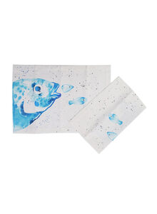 Biggdesign 2-Piece Anemoss Gilt-Head Bream Printed Place Mat Blue/White 50x35centimeter