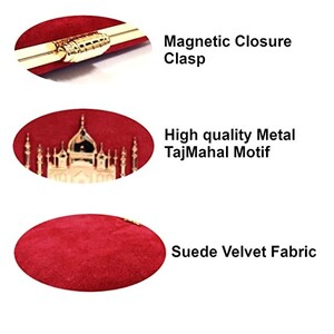 ArtFlyck Women Girls TajMahal Vintage look Bridal Party Purse Clutch Box with Detachable Sling,Maroon