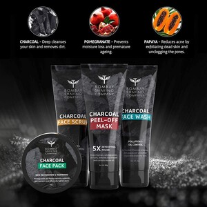 Bombay Shaving Company Activated Charcoal Facial Starter Kit 160 gm, Black
