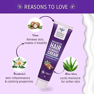 BSC Shea Butter Hair Removal Cream For Women With Aloe Vera and Bisabolol, 1 Spatula | Suitable For Sensitive Skin | For Body & Legs