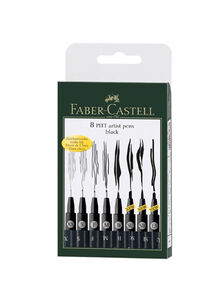 FABER-CASTELL 8-Piece PITT Artist Drawing Pen Set Black