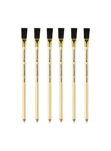 FABER-CASTELL 6-Piece Perfection Eraser Pencil Set With Brush Beige/Black/Gold