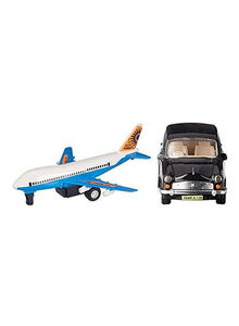 Tingoking 2-Piece Jet 747 Plane And Ambassador Car Set - Assorted Multicolour