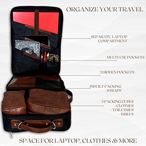 STRUTT 20 Liter Premium Leatherette Black and Brown Munich Travelling Backpack