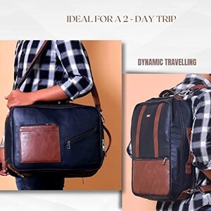 STRUTT 20 Liter Premium Leatherette Black and Brown Munich Travelling Backpack