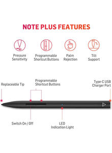 ADONIT Note+ Stylus With Native Palm Rejection For Apple iPad Black