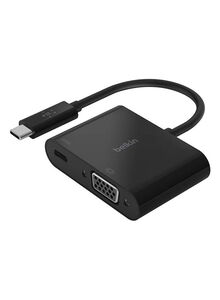 belkin USB-C To VGA Adapter + Charge (Supports HD 1080P Video Resolution, 60W) Black