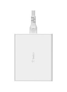 BELKIN BoostCharge Pro 4-Port GaN Charger 108W - 2x USB-C and 2x USB-A Ports - 2M Cord UK Plug - White